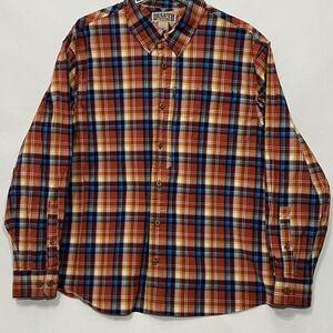 Duluth Trading Vertical Zip Pocket Button Collar Plaid Shirt Multicolor Men XL